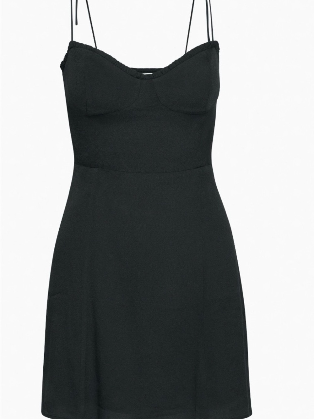 Wilfred Fable Black Midi Slip Dress with Spaghetti Straps